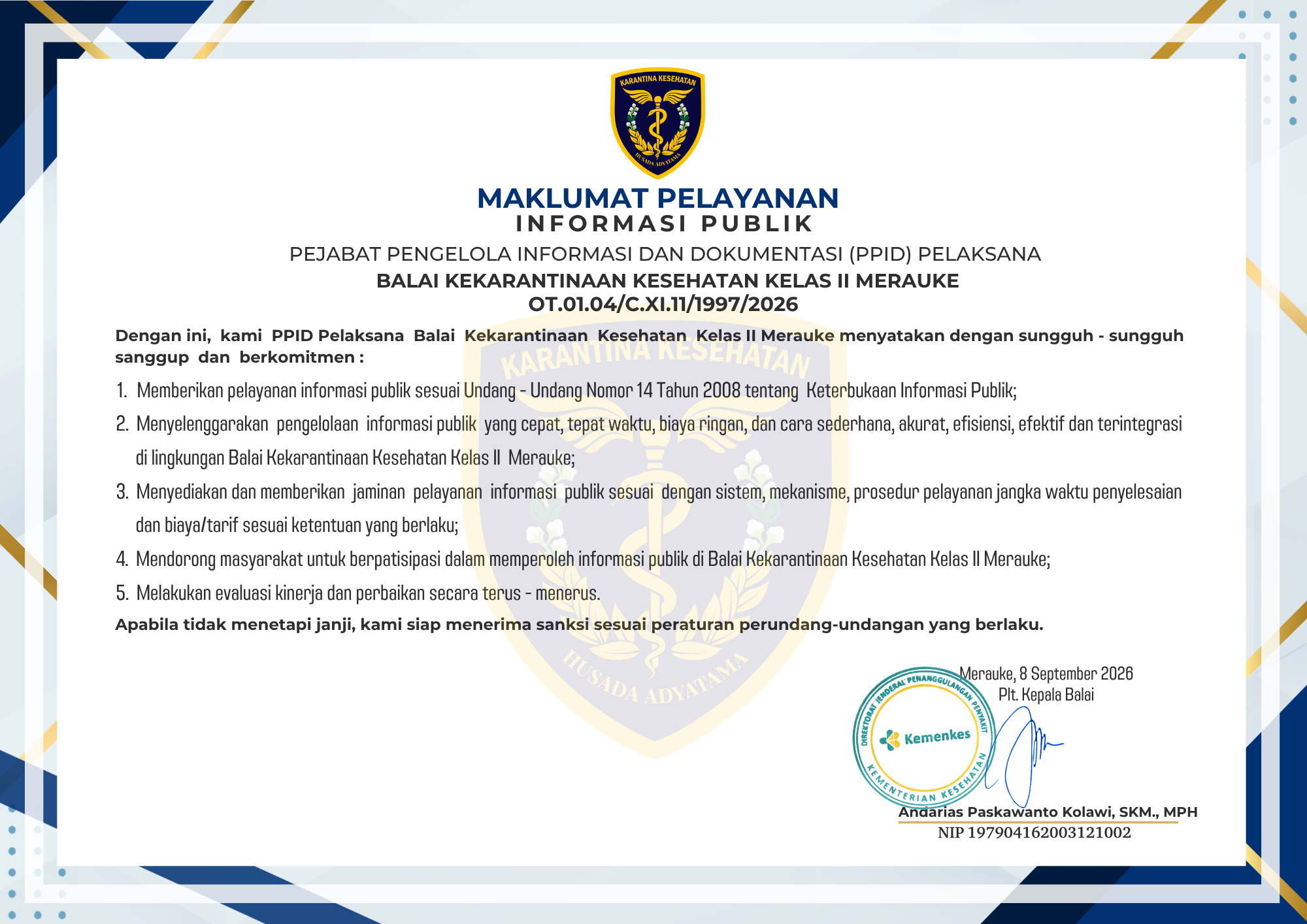 Maklumat Pelayanan Informasi Publik