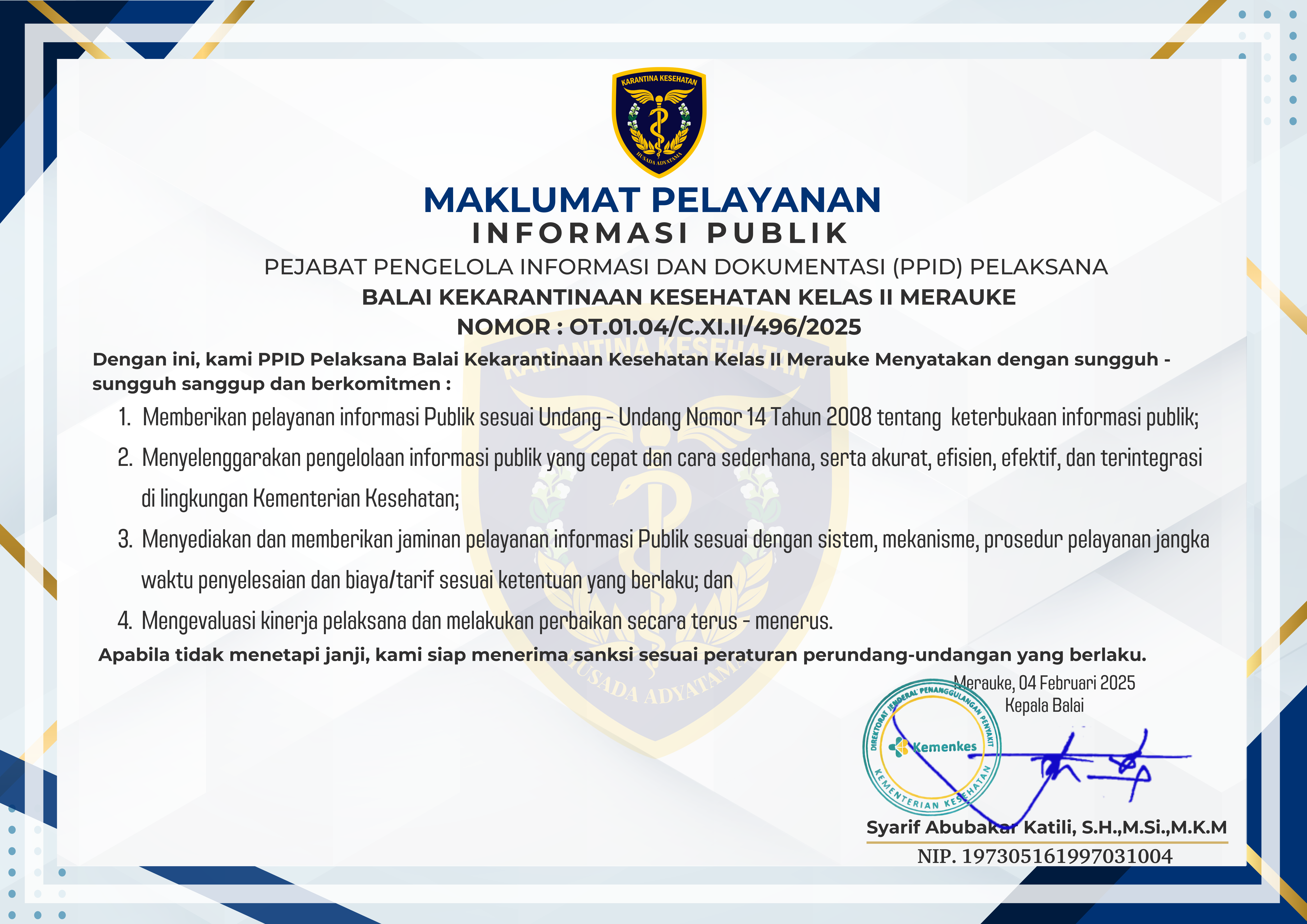 Maklumat Pelayanan Informasi Publik